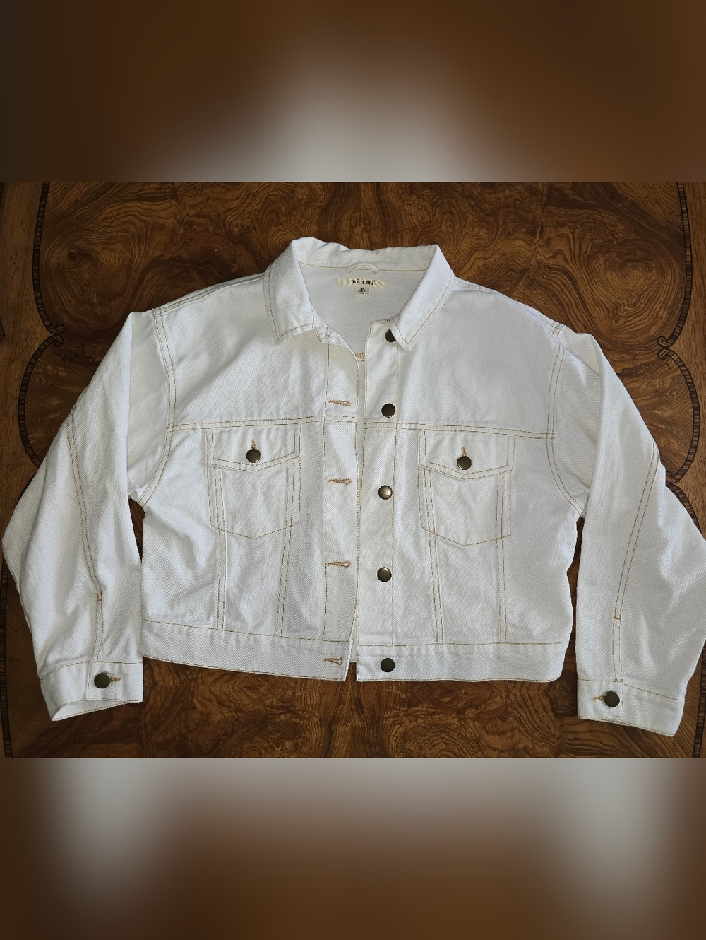 mi ami White Denim Trucker Jacket, Women's Size M